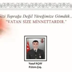 Ağrı'da askeri araç kazası sonucu şehit olan Piyade Uzman Çavuş Yusuf Açay