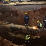 ASAT ekipleri Duraliler 1 Ana İsale Hattı'nda deplase çalışması yaparken