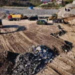 Giresun'da yapımı devam eden canlı hayvan pazarı projesinin inşaat alanından bir görüntü