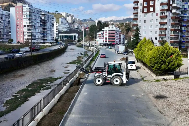 Giresun Güre Mahallesi'nde devam eden kaldırım yapım çalışması