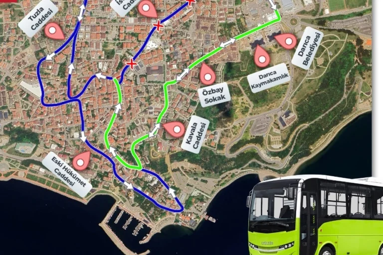 Darıca'da yeni hizmet binalarına ulaşım kolaylığı sağlayan toplu taşıma güzergahları