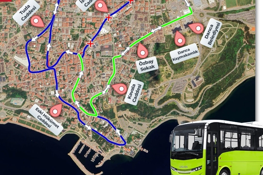 Darıca'da yeni hizmet binalarına ulaşım kolaylığı sağlayan toplu taşıma güzergahları