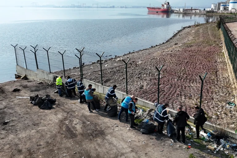 Kocaeli sahillerinde Mavi Takım ekiplerinin temizlik çalışması