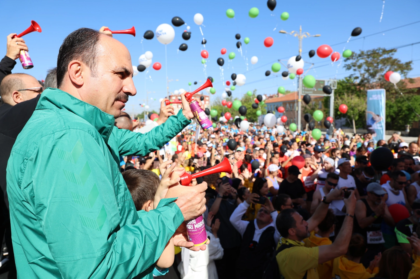 5. Uluslararası Konya Yarı Maratonu'na katılan sporcuların koşu anı