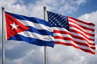 Küba Dışişleri Bakanlığı binası önünde protesto