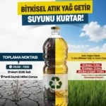 Manisa Büyükşehir Belediyesi'nin atık yağ kampanyası kapsamında çevre temizliği ve su kaynaklarının korunmasına yönelik çağrı yapan görsel.