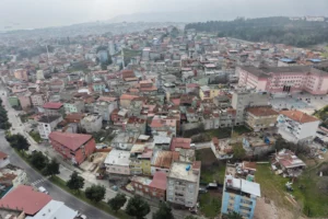 Samsun'da kentsel dönüşüm projesinin ilk etabı Anadolu Mahallesi'nde başlıyor, inşaat alanından genel görünüm.