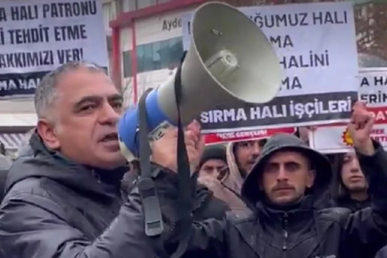 Sırma Halı işçilerine destek veren BİRTEK-SEN Genel Başkanı Mehmet Türkmen'in tutuklanması