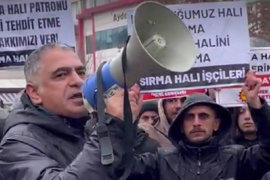 Sırma Halı işçilerine destek veren BİRTEK-SEN Genel Başkanı Mehmet Türkmen'in tutuklanması