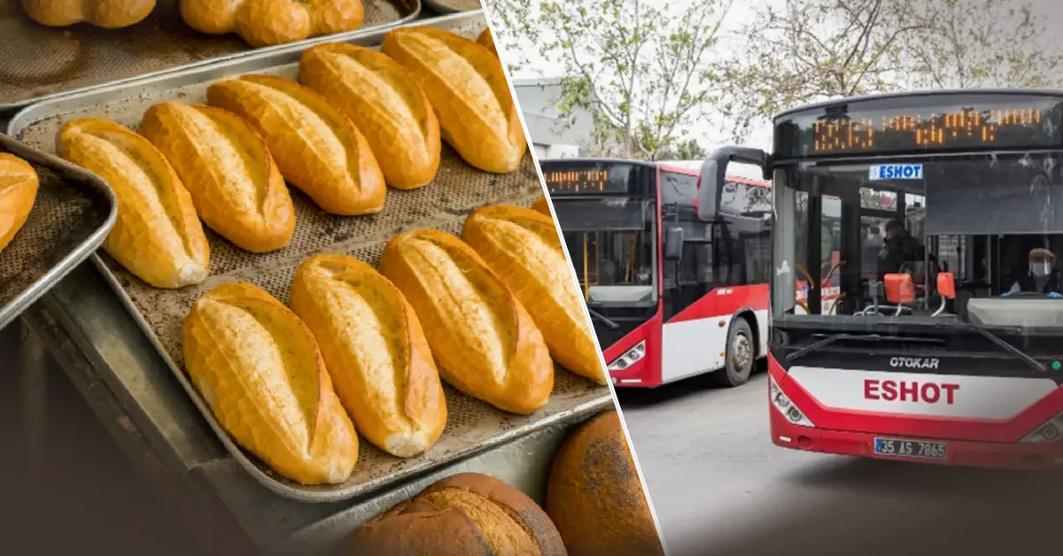 İzmir'de toplu taşıma ve ekmek fiyatlarına yapılan zamları gösteren görsel