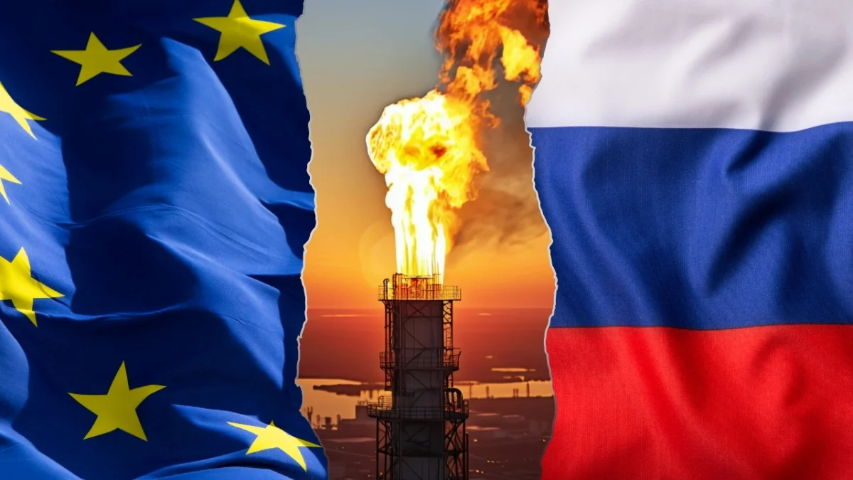 Avrupa haritası üzerinde Rusya'dan gelen LNG akışını gösteren bir grafik