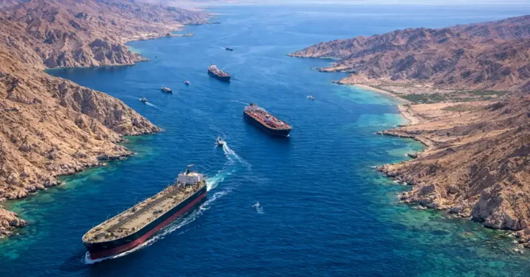 Türk gemileri Hürmüz Boğazı'ndan güvenle geçerken çekilmiş bir fotoğraf