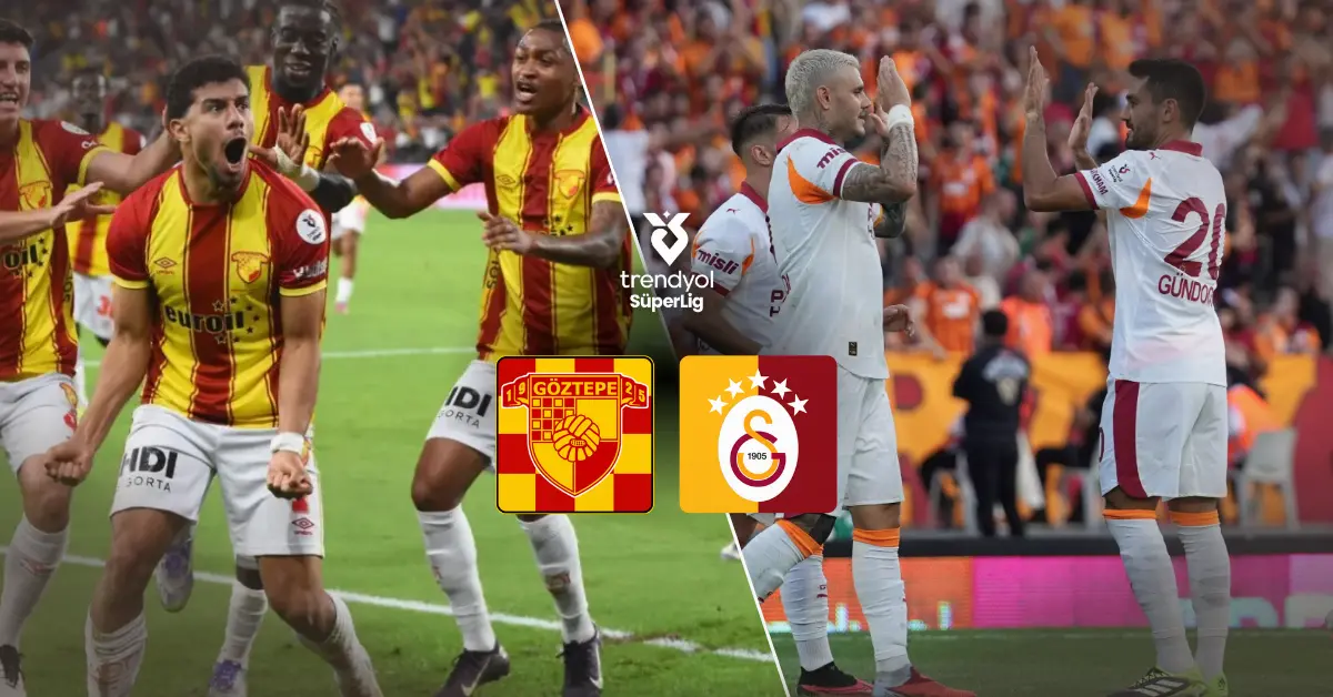 Göztepe ve Galatasaray futbolcuları sahada mücadele ederken