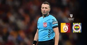Galatasaray ve Fenerbahçe futbol takımlarının karşılaştığı derbi maçının hakemi Yasin Kol'u gösteren görsel