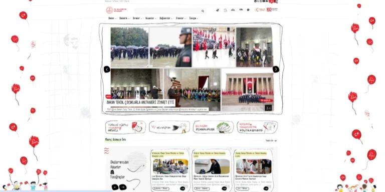 MEB'in 23 Nisan Ulusal Egemenlik ve Çocuk Bayramı'na özel olarak yenilenen internet sitesi