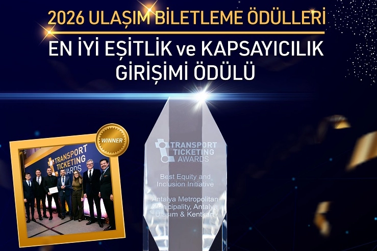 Antalyakart Mobil uygulaması ile kazanılan uluslararası ödülü temsil eden görsel