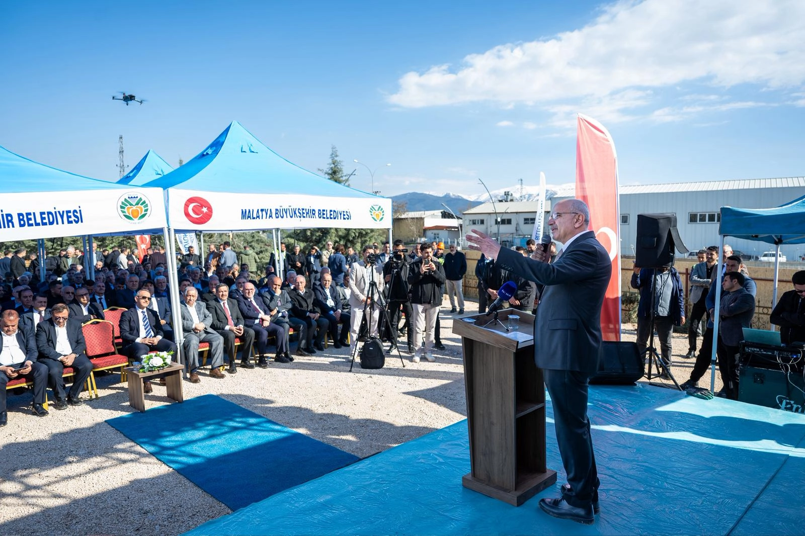 Malatya'da Karaca Camisi'nin temel atma töreninden genel görünüm