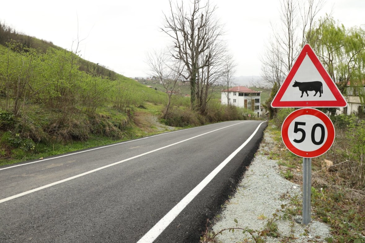 Ordu'da tamamlanan yollarda trafik güvenliğini artırmaya yönelik yeni işaretlemeler ve yol çizgileri