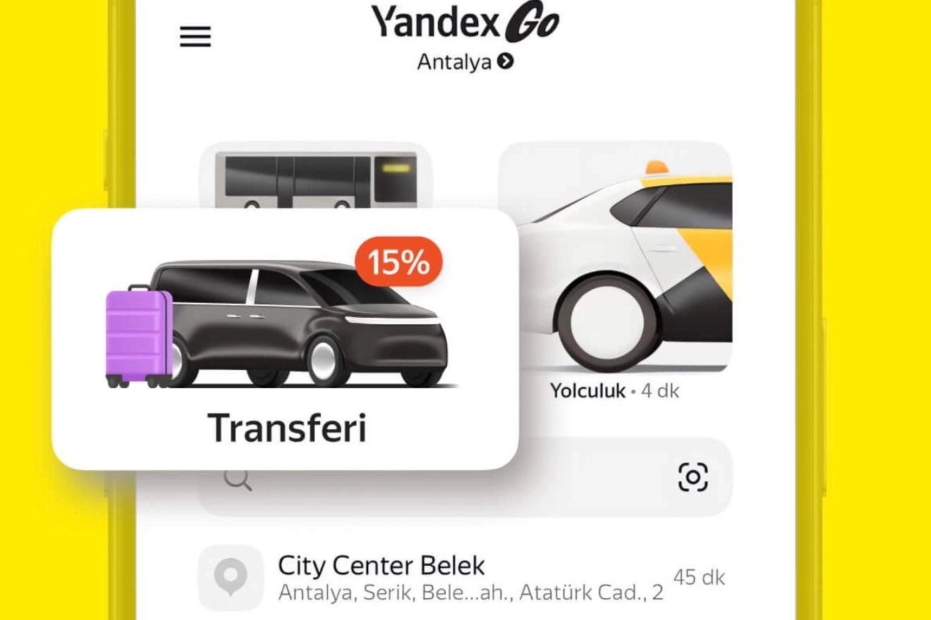 Antalya'da Yandex Go'nun yeni transfer hizmetini tanıtan görsel