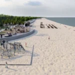 Samsun İncesu sahilinde yapılan düzenleme çalışmaları havadan görünümü