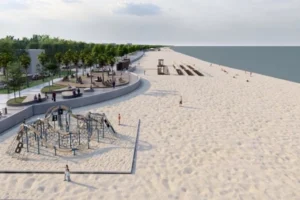 Samsun İncesu sahilinde yapılan düzenleme çalışmaları havadan görünümü