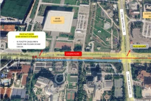 Antalya Sakıp Sabancı Bulvarı'nda asfalt çalışması nedeniyle yolun trafiğe kapatıldığına dair görsel