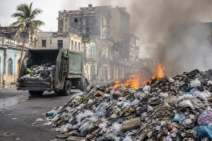 Havana'da yakıt krizi nedeniyle biriken çöp yığınları ve artan hastalık riski