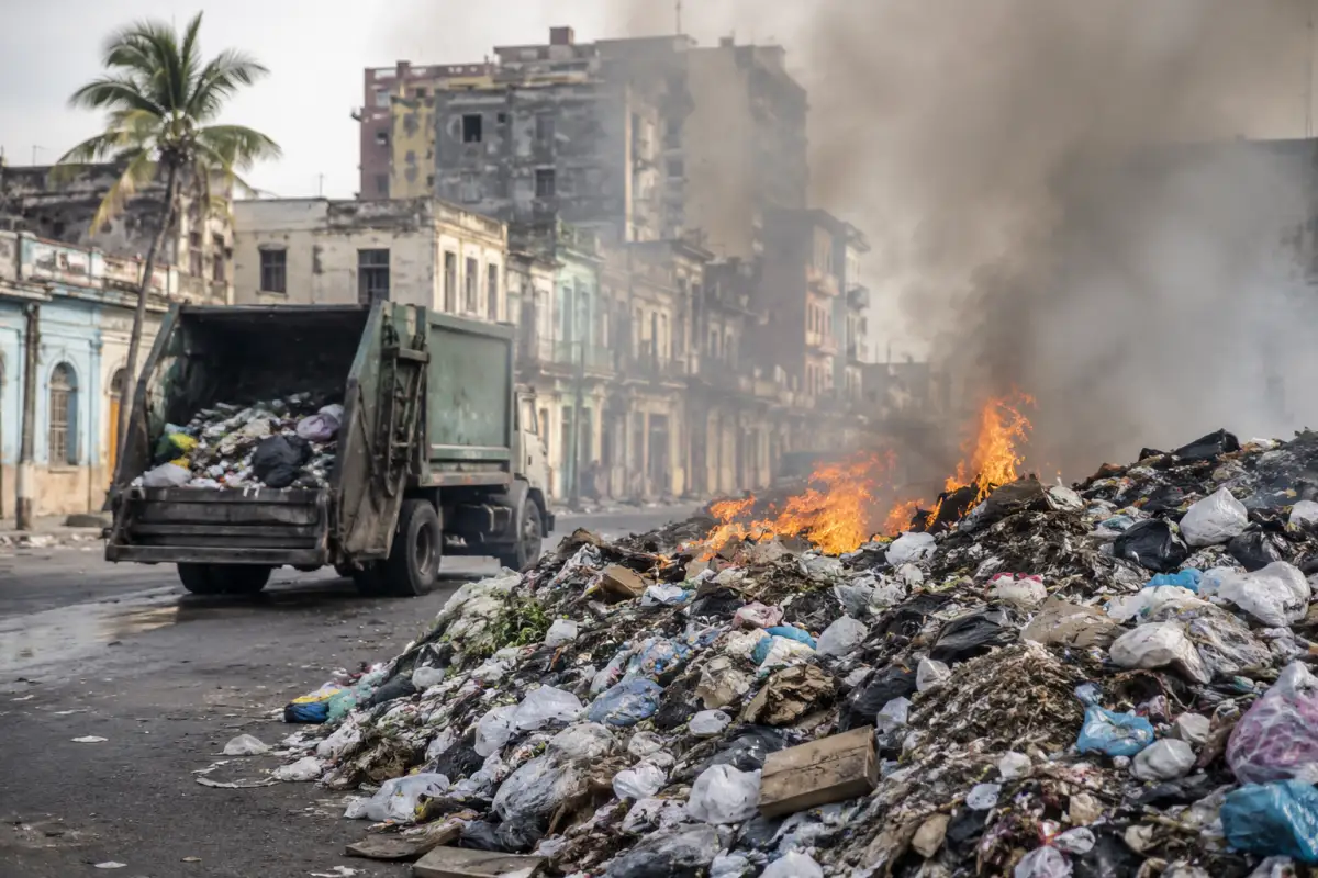 Havana'da yakıt krizi nedeniyle biriken çöp yığınları ve artan hastalık riski