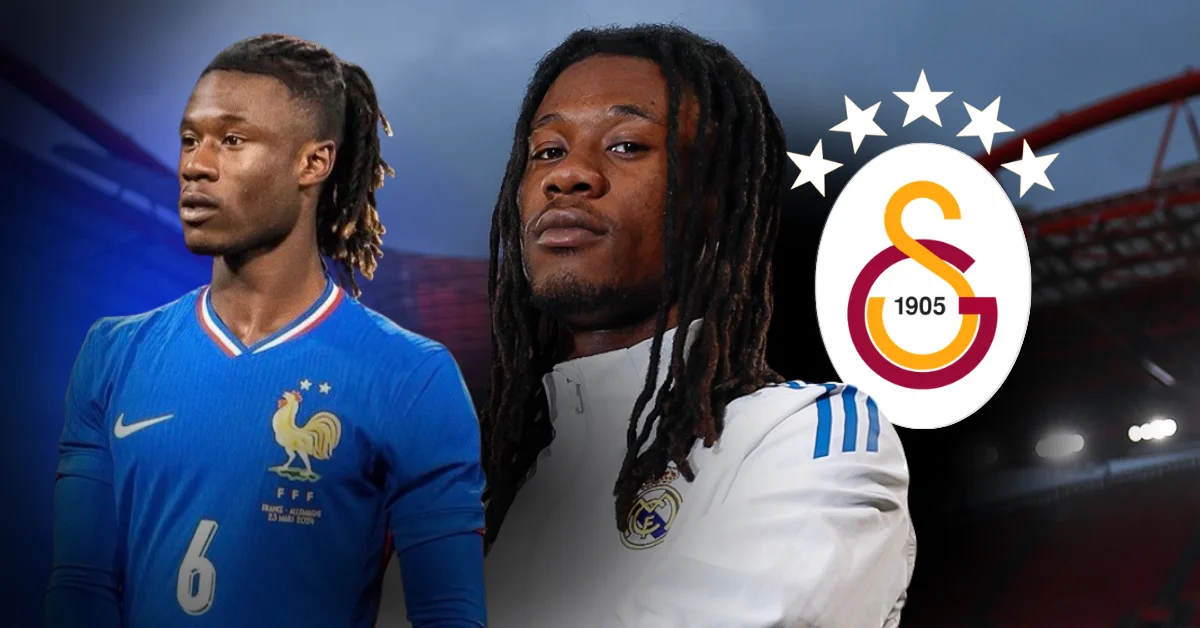 Galatasaraylı futbolcu Eduardo Camavinga'nın orta sahada top sürerken çekilmiş fotoğrafı