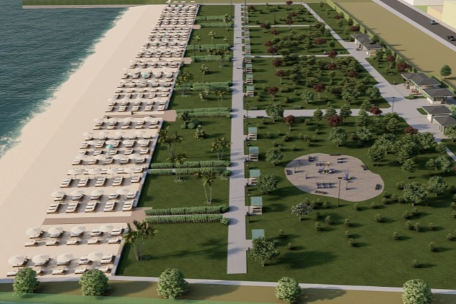 Samsun Terme'de yenilenen Miliç Sahili'nden Kadınlar Plajı, Terme Evi ve Düğün Salonu manzarası