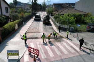 Kocaeli Başiskele sahilinde yapılan trafik ve yaya düzenlemesi çalışması