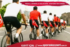 Kayseri'de 19 Mayıs Atatürk'ü Anma, Gençlik ve Spor Bayramı kapsamında düzenlenen bisiklet turu, tenis turnuvası ve gece koşusu