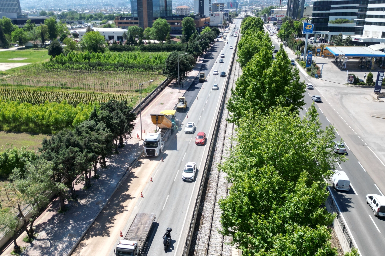 Bursa İstanbul Yolu asfalt yenileme çalışması