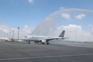 Sabiha Gökçen Havalimanı'nda Nesma Airlines'ın İstanbul-Kahire seferi için düzenlenen karşılama töreni