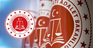 Adalet Bakanlığı logosu ve Adalet Sarayı görseli eşliğinde 15 bin yeni personel alımı duyurusu
