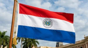 Paraguay milli futbol takımı oyuncuları Almanya'ya karşı kazandıkları zaferi kutluyor.