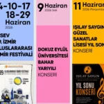 İzmir Ahmed Adnan Saygun Sanat Merkezi'nde (AASSM) Haziran ayı kültür ve sanat etkinliklerini tanıtan görsel