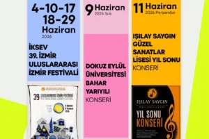 İzmir Ahmed Adnan Saygun Sanat Merkezi'nde (AASSM) Haziran ayı kültür ve sanat etkinliklerini tanıtan görsel
