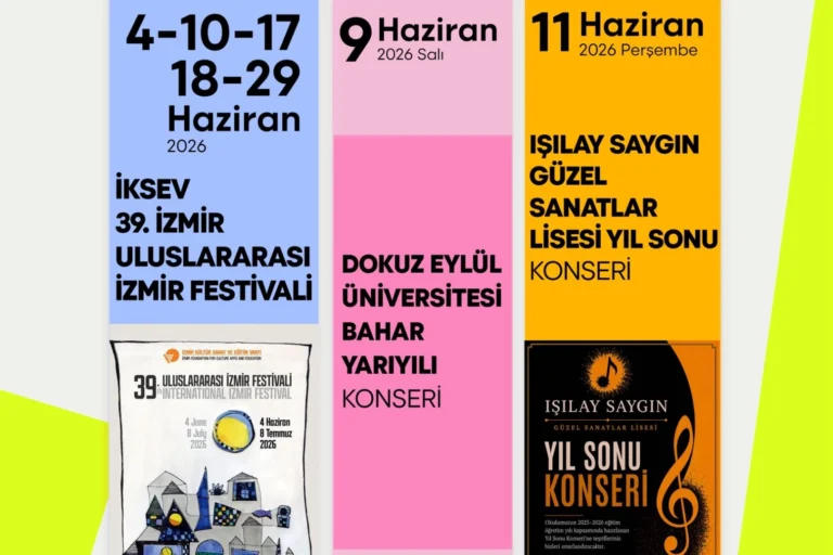 İzmir Ahmed Adnan Saygun Sanat Merkezi'nde (AASSM) Haziran ayı kültür ve sanat etkinliklerini tanıtan görsel