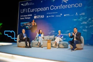 İZFAŞ Genel Müdürü Tuğçe Cumalıoğlu, UFI Avrupa Konferansı'nda konuştu