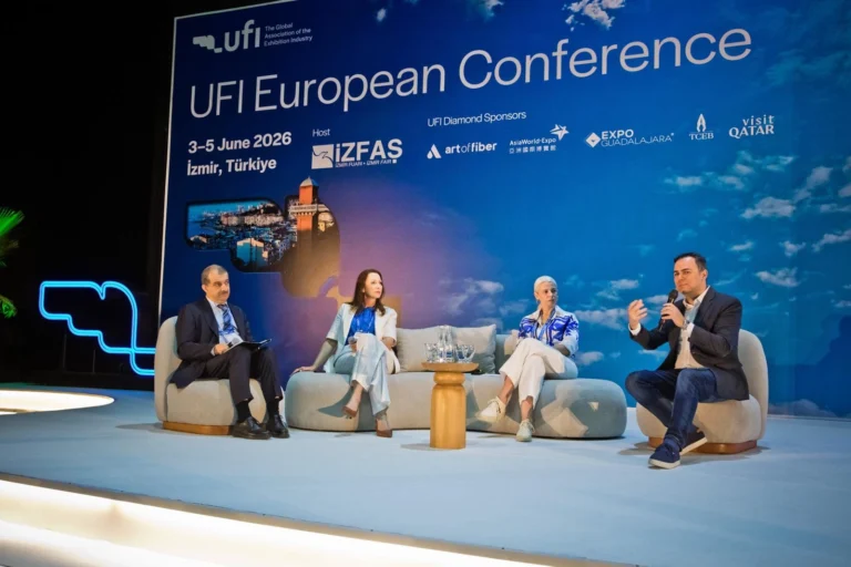 İZFAŞ Genel Müdürü Tuğçe Cumalıoğlu, UFI Avrupa Konferansı'nda konuştu
