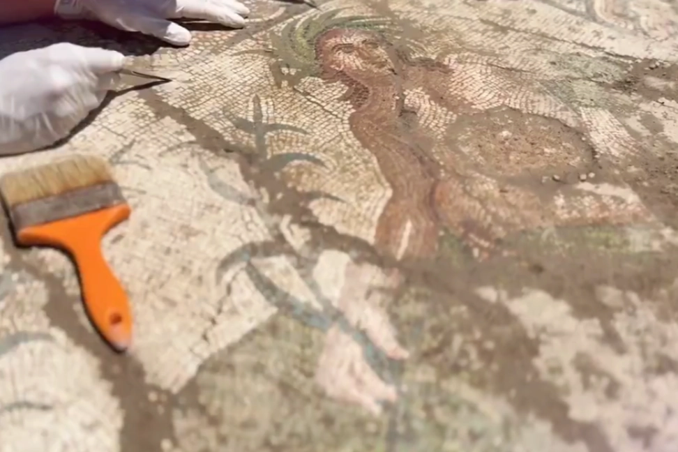 Aspendos Antik Kenti'nde bulunan Eurymedon Nehri mozaiği