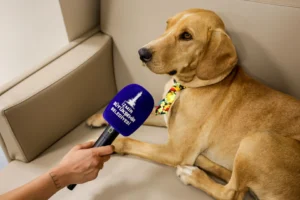 İzmir'de bir engelli hizmet merkezinin maskotu haline gelen Bal adlı köpek.