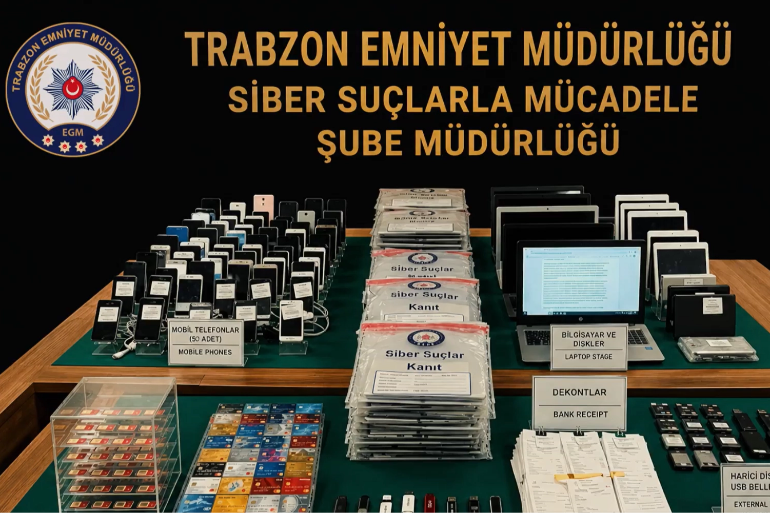 Trabzon merkezli yasa dışı bahis operasyonu sonucu tutuklanan zanlılar