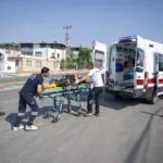 Mersin'de düzenlenen trafik güvenliği tatbikatından genel bir görünüm
