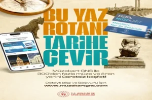 19-25 yaş arası gençlere ücretsiz Müzekart GNS uygulaması ile müze ve ören yerlerine giriş müjdesi.