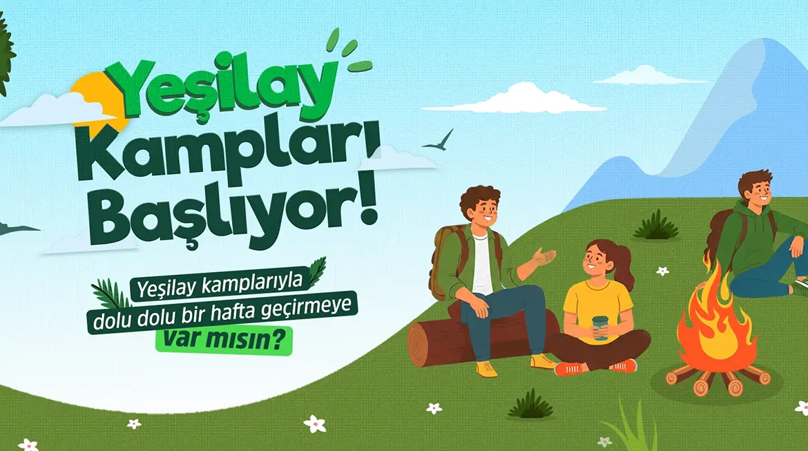 Yeşilay tarafından düzenlenen ücretsiz yaz kamplarını gösteren görsel