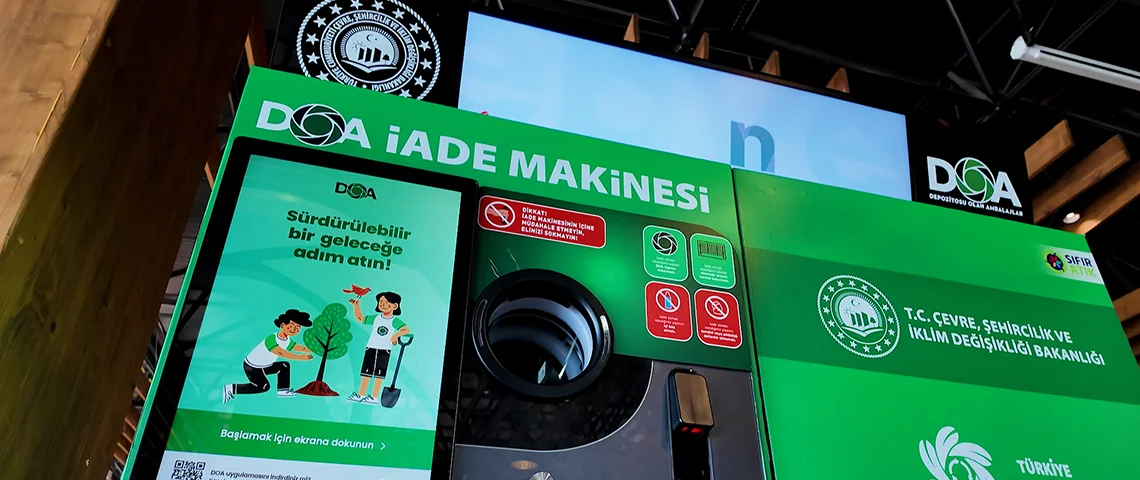 DOA sistemi kapsamında geri dönüştürülen içecek ambalajları ve iade makineleri
