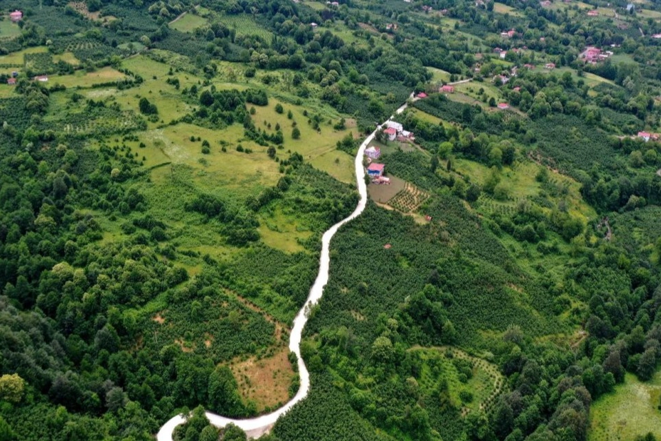 Ordu Büyükşehir Belediyesi Akkuş ilçesinde mahalleleri birbirine bağlayan grup yolunda beton yol çalışması yapılıyor.
