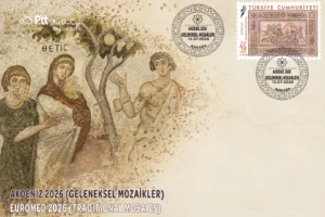 PTT tarafından 'Geleneksel Mozaikler' temalı çıkarılan anma pulu ve ilkgün zarfı
